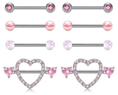 Productafbeelding van Nipple Piercing Hart CZ van Roestvrij Staal