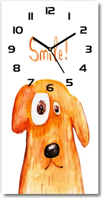 Produktbild von Wanduhr aus Glas – 30x60 cm - Glasbild - Glasuhr - Gehärtetes Glas -Hund
