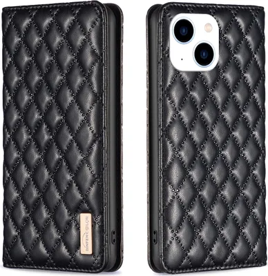 Produktbild von iPhone 14 Plus Hülle, Elegant Bookstyle Flip Leder Kartenfächer Schutzhülle mit Ständer für iPhone 14 Plus Schwarz