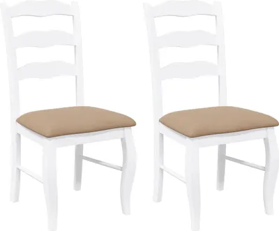 Image de vidaXL Chaises de salle à manger avec coussins 2 pcs. Blanc Bois massif Hévéa