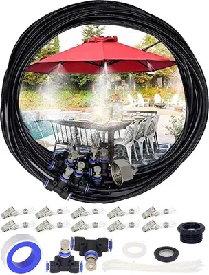 Produktbild von Famanu Nebelsystem 18 m mit 19 Messing-Nebeldüsen - Nebelkühlung für Garten, Gewächshaus, Trampolin, Sonnenschirm