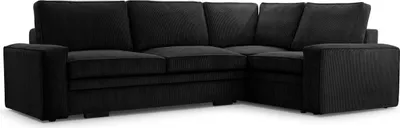 Produktbild von FEDVE Ecksofa Sofa Eckcouch Kellas Form Couch Wohnlandschaft Wohnzimmer Schlaffunktion Seite Rechts Schwarz (Lincoln 100)
