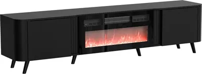 Image de Vicino - Meuble TV, 191x40x58 cm Noir, 2 Étagères