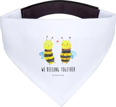 Produktbild von Mr. & Mrs. Panda Halstuch Biene Verliebt - Weiß - Geschenk, Tuch, Hundehalstuch, Hunde, Hund