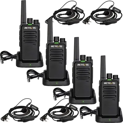 Immagine prodotto di Set radio Retevis RT668 con auricolare PMR446 Licenza gratuita VOX Squelch Ricaricabile 16 canali CTCSS/DCS TOT radio ricetrasmittente per la sicurezza dei cantieri scolastici (nero, 4 pezzi)