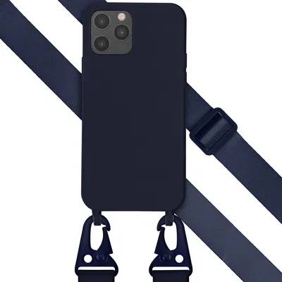 Obrázok produktu pre Silikónové puzdro Selencia s odnímateľným káblom pre Apple iPhone 12 (Pro) - Tmavomodré