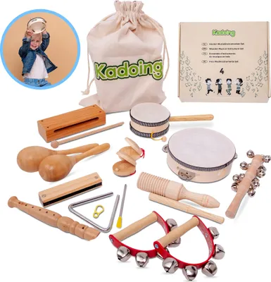Produktbild von Kadoing® 18-teiliges Musikinstrumente Set aus Holz - Lernspielzeuge - Musikspielzeuge - Holzspielzeug - Musik für Kinder - Spielzeug Geschenk