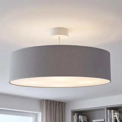 Produktbild von Deckenlampe Stoff rund Ø 50 cm Grau E27 3-flammig Modern Deckenleuchte, KI-generiertes Bild