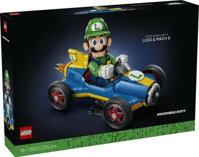 Produktbild von LEGO Super Mario: Mario Kart: Luigi & Turboflitzer - Nintendo Figur und Auto Modellbau für Erwachsene - Sammelbares Gaming Merch - Geschenkidee für Männer, Frauen und Fans - 72050