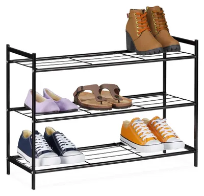 Schuhregal 3-stufig für 9 Paar, Metall, 50x70x26 cm, schwarz