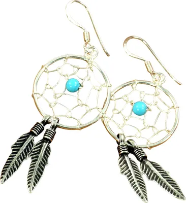 Produktbild von Silberohrringe mit Traumfänger Boho Ohrringe Türkis - Modell 2, Silber-Farben, SterlingSilber, 3*1,5 cm, Silberohrringe