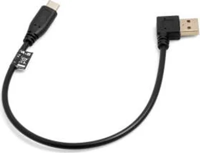 Produktbild von SYSTEM-S USB 3.1 Type C Stecker zu USB A 2.0 90° Grad Links gewinkelt Stecker Kabel Datenkabel Ladekabel 28 cm