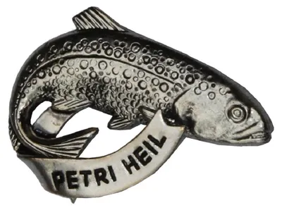 Hutanstecker Forelle mit Petri Heil von Hut-Breiter in silber