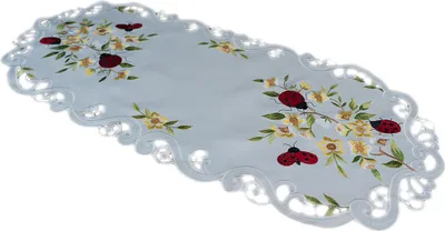 Produktbild von Tischwäsche mit Lochstickerei und Stickerei Marienkäfer 40 x 85 cm