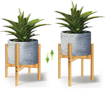 Image de Support à plantes moderne en bois, en une seule pièce, pour l'intérieur et l'extérieur