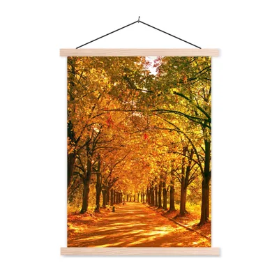 Produktbild von MuchoWow® Textilposter Wald - Herbst - Jahreszeiten - Ländlich 40x53 cm mit holzfarbenen Rahmen - Schlafzimmer