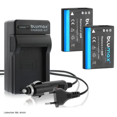 Produktbild von 2x Akku + Lader für Olympus Li-90B  Li92b  TG-3, TG-4, TG-5, TG-6  940 mAh
