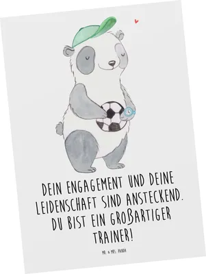 Produktbild von Mr. & Mrs. Panda Postkarte Großartiger Trainer - Weiß - Geschenk, Ansichtskarten, Wertschätzung, Aufmerksamkeit, Bedanken, Dankbarkeit, Leidenschaft, Dankeschön