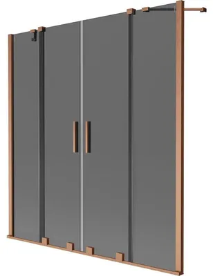 Obrázek produktu pro Mexen Velar Duo vanová zástěna 2křídlá posuvná 140 x 150 cm, grafit, kartáčovaný měď - 896-140-000-42-65
