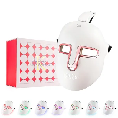 Produktbild von LED Lichttherapie Gesichtsmaske, 7 Farben LED Maske mit 270 LEDs, wiederaufladbar für Hautpflege, Anti-Aging, Hautverjüngung und Straffung