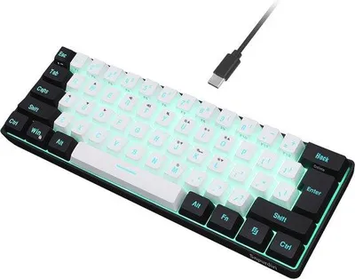 Zdjęcie produktu dla Kompaktowa klawiatura gamingowa RGB o rozmiarze 60% z mechanicznym skokiem klawiszy – przenośna mini-klawiatura do komputerów PC, Mac i gier