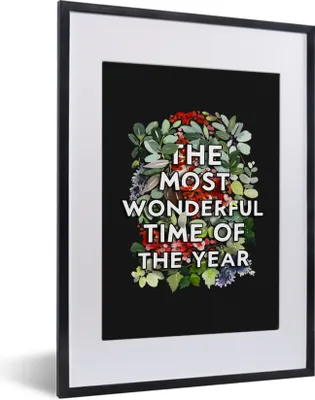 Produktbild von MuchoWow® Gerahmtes Poster Weihnachten - Zitat - Aquarell 30x40 cm - Poster mit Schwarzem Bilderrahmen Wandposter Rahmen Foto Bilder - Wandposter Schlafzimmer