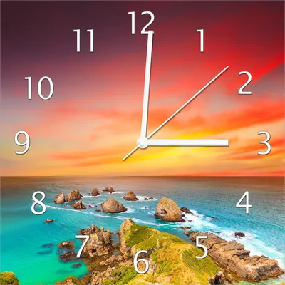 Produktbild von Wallario Design Wanduhr Himmel am Abend aus Echtglas, Größe 30 x 30 cm