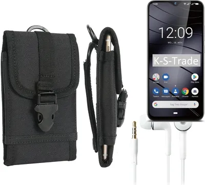 Produktbild von K-S-Trade Holster Schutz Hülle kompatibel mit Gigaset GS290 Gürteltasche Handy Hülle Tasche outdoor Seitentasche schwarz 1x + Kopfhörer