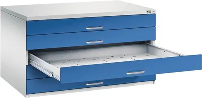 Produktbild von CP 7200 Planschrank lichtgrau, enzianblau 5 Schubladen 135,0 x 96,0 x 76,0 cm