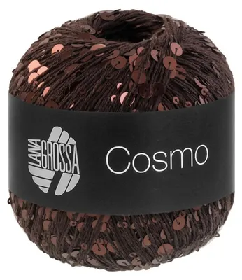 Produktbild von Lana Grossa COSMO 100 g Beilaufgarn aus Baumwolle mit großen und kleinen Pailletten 260 m Farbe 006 - Mokka