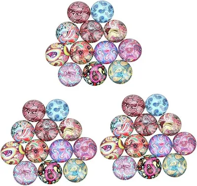 Imagen del producto de 3 juegos de apliques de vidrio de 25 mm para joyería, con piedras preciosas de colores. Adhesivos decorativos para manualidades. 20 unidades por juego x 3