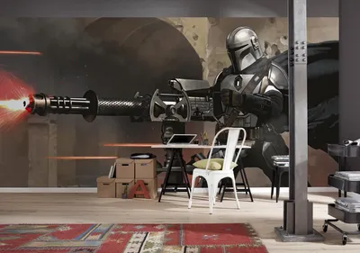 Produktbild von Komar Vlies Fototapete - Star Wars The Mandalorian Blaster - Größe: 500 x 250 cm (Breite x Höhe) - 10 Bahnen, Kinderzimmer, Tapete