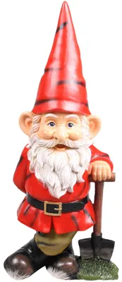 Produktbild von Gartenzwerg Figur - Zwerg mit roter Mutze und Schaufel - 30 cm