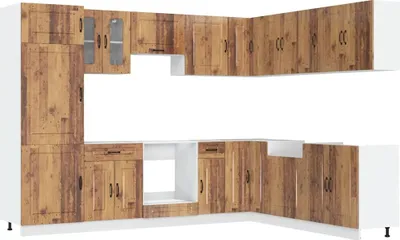 Produktbild von 14-tlg. Küchenschrank-Set Kalmar Altholz-Optik Holzwerkstoff