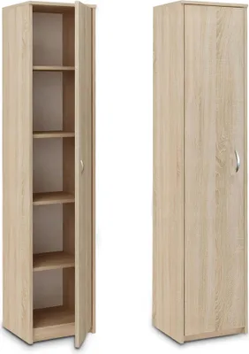 Produktbild von Schrank Mehrzweckschrank sonoma 40cm Breite 180cm Höhe mit vier Einlegeböden schmaler Aktenschrank Organizer Kleiderschrank aus MDF Holz