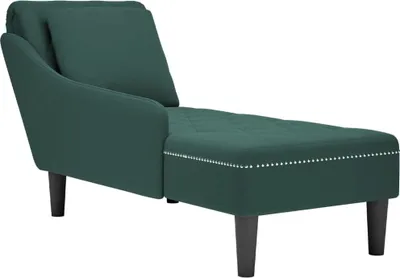 Produktbild von Design Chaiselongue mit Kissen und Rechter Armlehne Dunkelgrün Samt, Liegen 2024 Neu