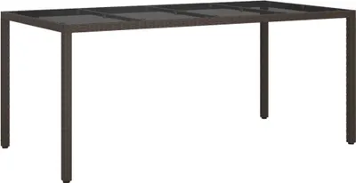 Produktbild von Gartentisch Braun 190x90x75 cm Gehärtetes Glas und Poly Rattan