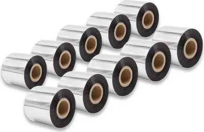 Produktbild von vhbw 10x Thermotransfer-Band kompatibel mit Godex RT700, G530, G500, EZPI 1300 Drucker Etikettendrucker, Wischfest, 60 mm x 300 m, Wachs-Plus Schwarz