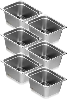 Produktbild von VEVOR 6er-Pack Hotelpfannen, 1/2-Größe Anti-Stau-Dampfpfanne, 0,8 mm dicke Edelstahl-Restaurant-Dampftischpfanne, 6 Zoll tiefe kommerzielle Tischpfanne, Catering-Aufbewahrungspfanne für Lebensmittel, für Industrie und Wissenschaft