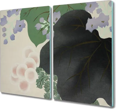 Produktbild von Coloray Herdabdeckplatte 2x30x52 cm Schneidebrett Kochplattenabdeckung Küchenbrett Hackbrett - Blätter asiatisch