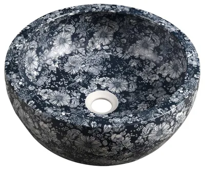 Produktbild von Sapho PRIORI Keramik-Waschtisch Ø 41 cm, blaue Blumen