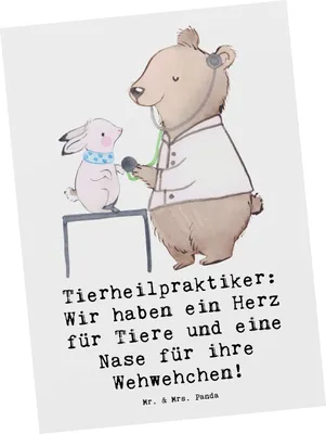 Produktbild von Mr. & Mrs. Panda Grußkarte Tierheilpraktiker Herz - Weiß - Geschenk, personalisierte Geschenke, Postkarten, Tierliebe, Empathie für Tiere, Designkarte, Postkarte, Beruf