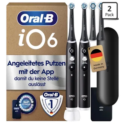 Produktbild von Oral-B iO Series 6 plus Edition Duo Elektrische Zahnbürste - Schwarz, 2 Stück (53131500)