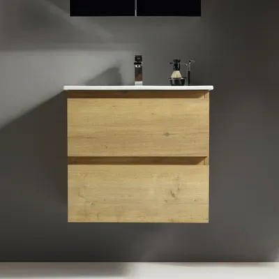 Produktbild von Alpenberger Badmöbel Set mit Waschbecken Gäste WC | Waschtisch mit Unterschrank 60 cm Breit | Waschbeckenunterschrank Schubladen | Badschrank