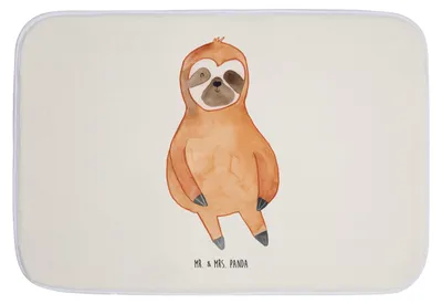 Produktbild von Mr. & Mrs. Panda Badteppich Faultier Zufrieden - Weiß - Geschenk, Badezimmer Matte, Happy, Badezimmerteppich, duschmatte, Badematte, Faultiere, Badvorleger, Glück, Pause