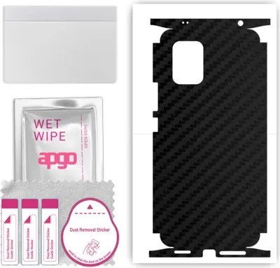 Produktbild von apgo Rückseite + Seiten Schutzfolie, Skin, kompatibel mit Xiaomi Mi 10 Lite 5G, Hinten Displayschutzfolie aus Vinylfolie, kratzfest, einfache Montage - Schwarzer Kohlenstoff