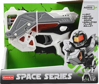 Produktbild von Space Blaster Pistole mit Licht & Sound - Spielzeugwaffe Weltraum Design Batteriebetrieben