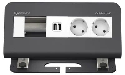 Produktbild von Kindermann CablePort desk² 4-fach 2xStrom 1xUSB