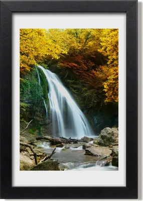 Produktbild von Bild 20x30 MDF-Rahmen, Wandkunst Wasserfall im Wald