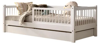 Produktbild von Kojenbett 90x200 Keeley Buche Kinder Weiß Massivholz Schublade